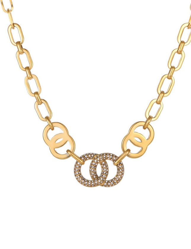 Collier Double Anneau Pavé Zircon