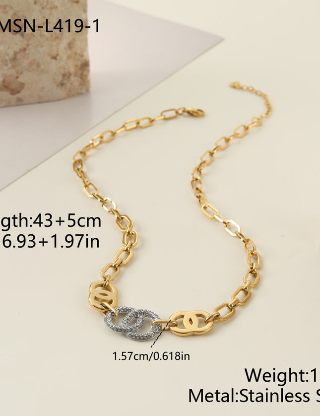 Collier Double Anneau Pavé Zircon