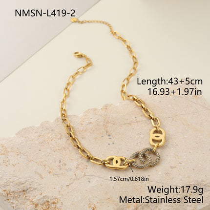 Collier Double Anneau Pavé Zircon