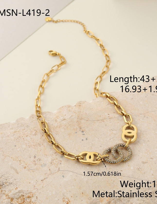 Collier Double Anneau Pavé Zircon