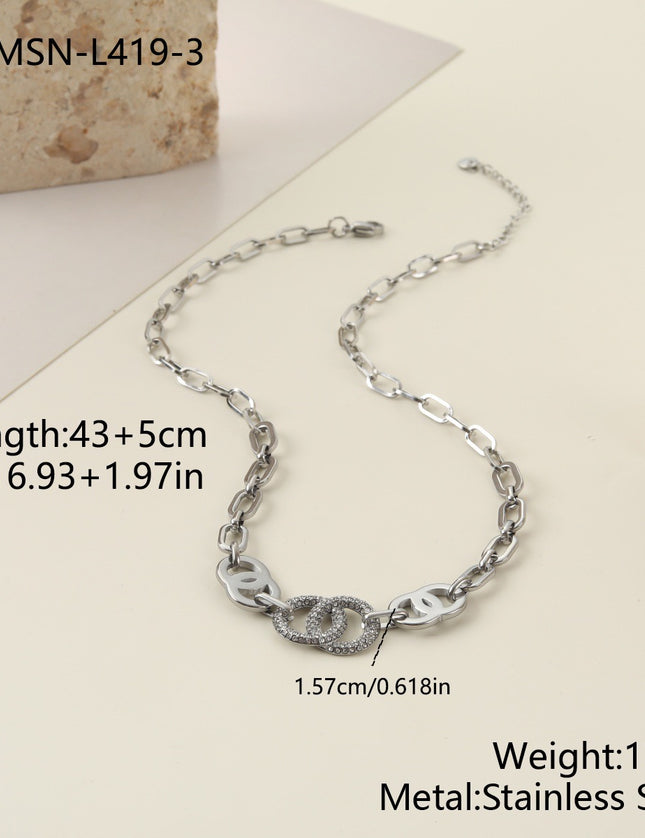 Collier Double Anneau Pavé Zircon