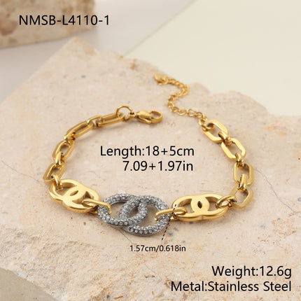 Bracelet Double Anneau Pavé Zircon