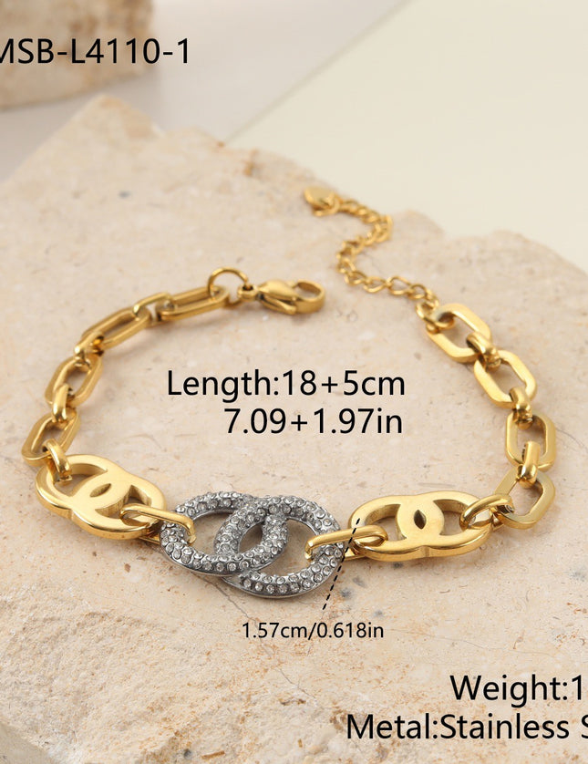 Bracelet Double Anneau Pavé Zircon
