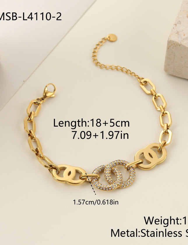 Bracelet Double Anneau Pavé Zircon
