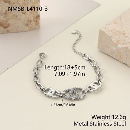 Bracelet Double Anneau Pavé Zircon