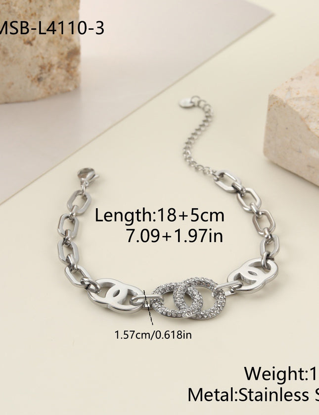 Bracelet Double Anneau Pavé Zircon