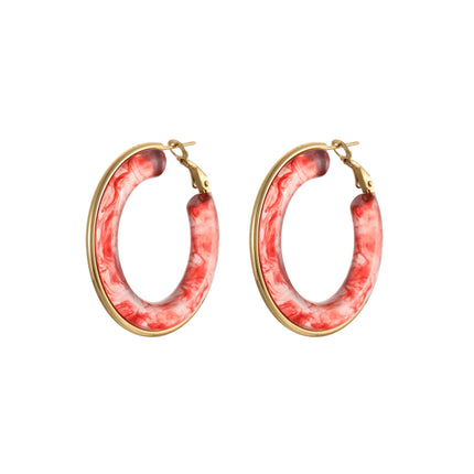 Boucles d’Oreilles Créoles en Résine Marbrée – Élégance Vintage & Tendance