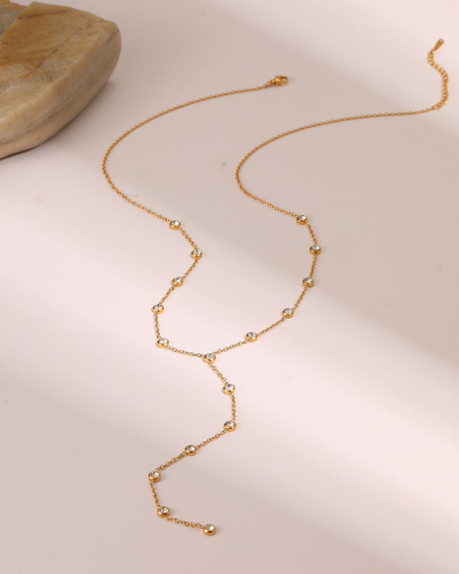 Collier Y Multicolore en Acier Inoxydable – Chaîne Fine à Zircons Colorés – Bijou Femme Élégant