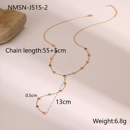 Collier Y Long Doré à Zircons Multicolores – Effet Cascade Élégant & Tendance