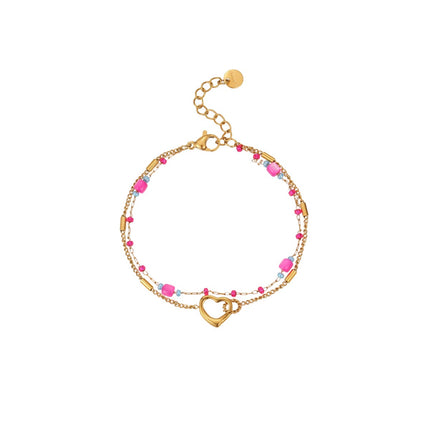 Bracelet Bohème Multirangs en Pierre Naturelle & Breloques – Chaîne Dorée 18K
