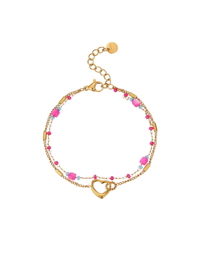 Bracelet Bohème Multirangs en Pierre Naturelle & Breloques – Chaîne Dorée 18K