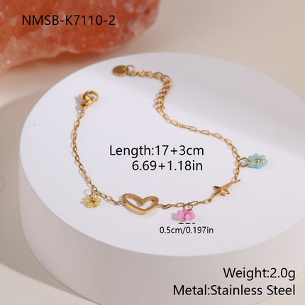 Bracelet Bohème Multirangs en Pierre Naturelle & Breloques – Chaîne Dorée 18K