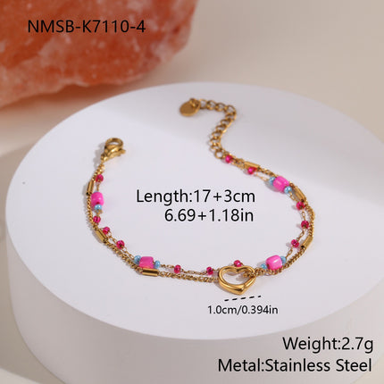 Bracelet Bohème Multirangs en Pierre Naturelle & Breloques – Chaîne Dorée 18K