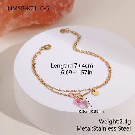 Bracelet Bohème Multirangs en Pierre Naturelle & Breloques – Chaîne Dorée 18K