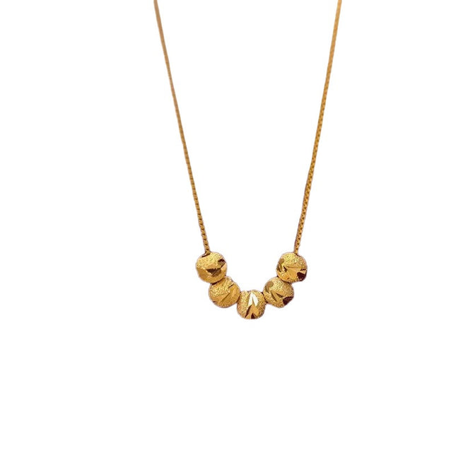 Collier 5 Perles Porte-Bonheur Dorées en Acier Inoxydable – Style Minimaliste & Élégance Intemporelle