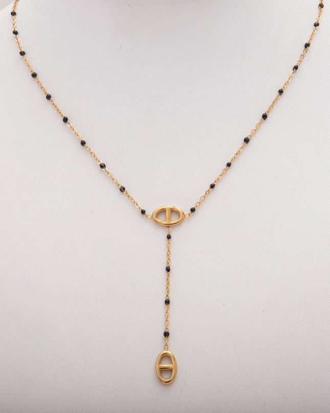 Collier Y Maille Marine Coloré Acier Inoxydable Doré – Style Tendance Minimaliste