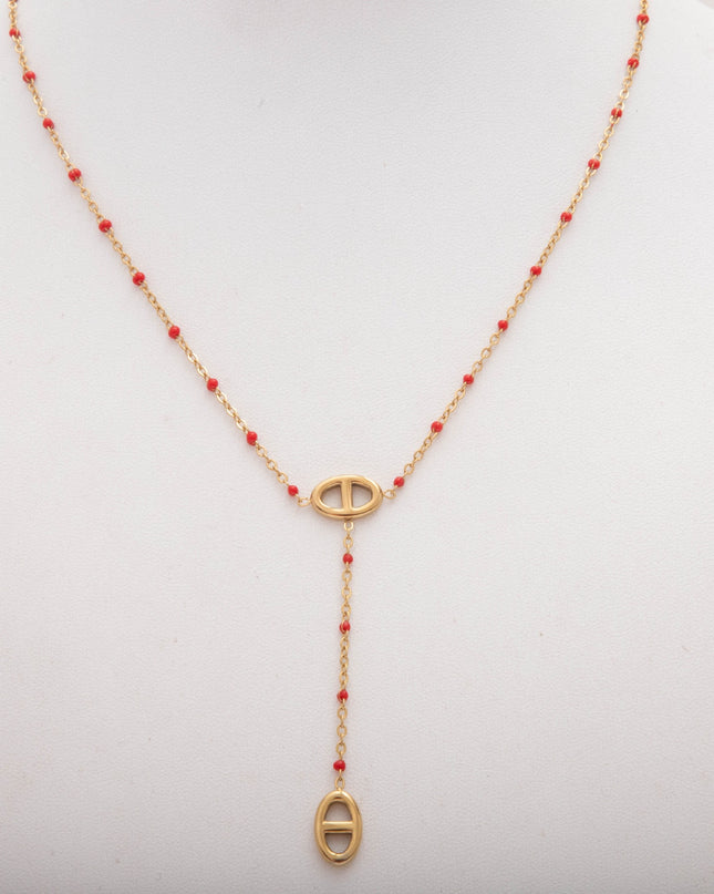 Collier Y Maille Marine Coloré Acier Inoxydable Doré – Style Tendance Minimaliste