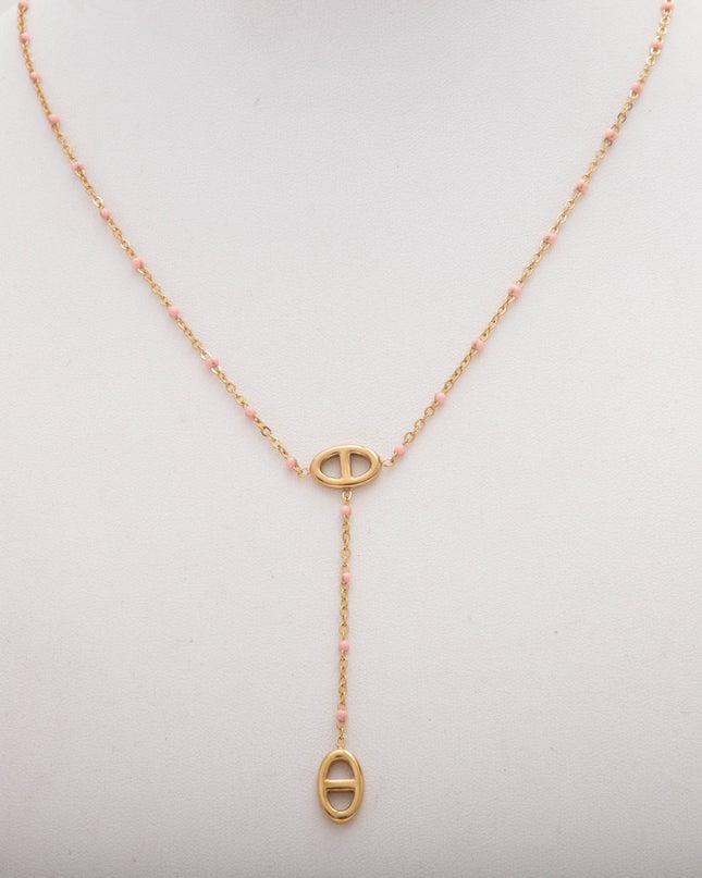 Collier Y Maille Marine Coloré Acier Inoxydable Doré – Style Tendance Minimaliste