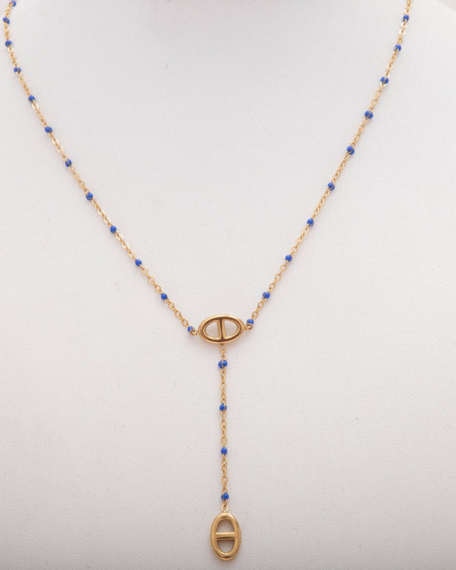 Collier Y Maille Marine Coloré Acier Inoxydable Doré – Style Tendance Minimaliste