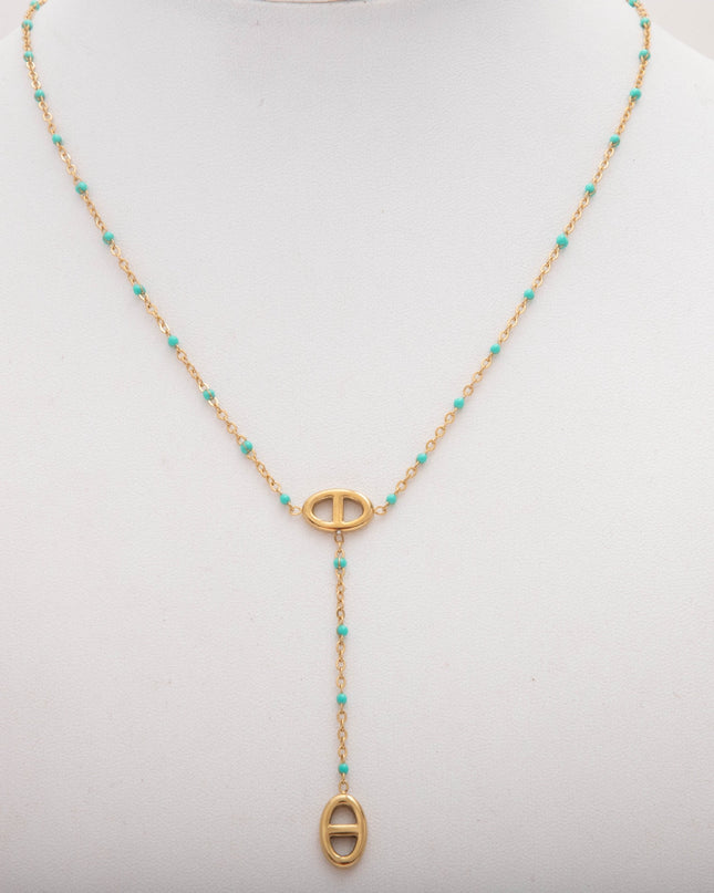 Collier Y Maille Marine Coloré Acier Inoxydable Doré – Style Tendance Minimaliste