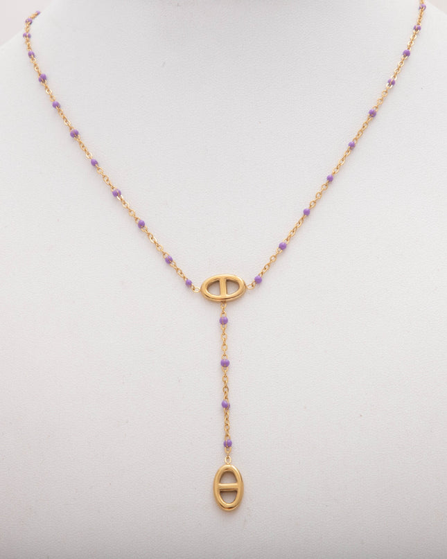 Collier Y Maille Marine Coloré Acier Inoxydable Doré – Style Tendance Minimaliste