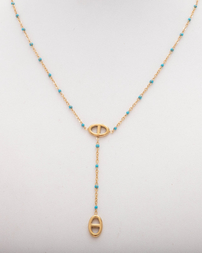 Collier Y Maille Marine Coloré Acier Inoxydable Doré – Style Tendance Minimaliste