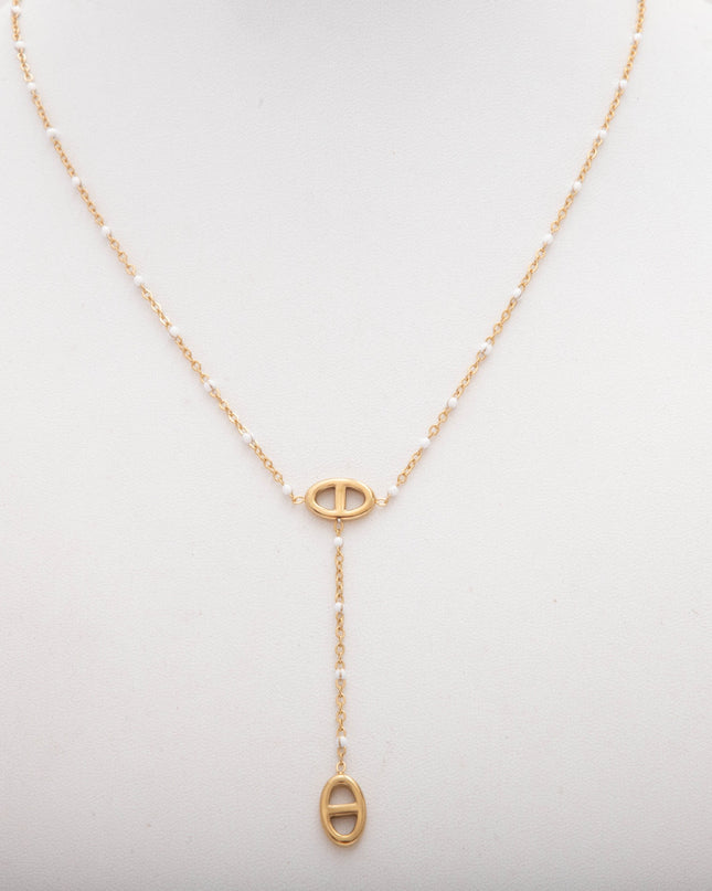 Collier Y Maille Marine Coloré Acier Inoxydable Doré – Style Tendance Minimaliste