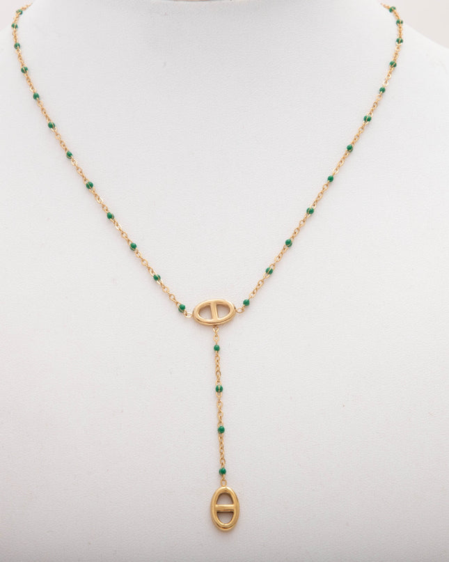 Collier Y Maille Marine Coloré Acier Inoxydable Doré – Style Tendance Minimaliste